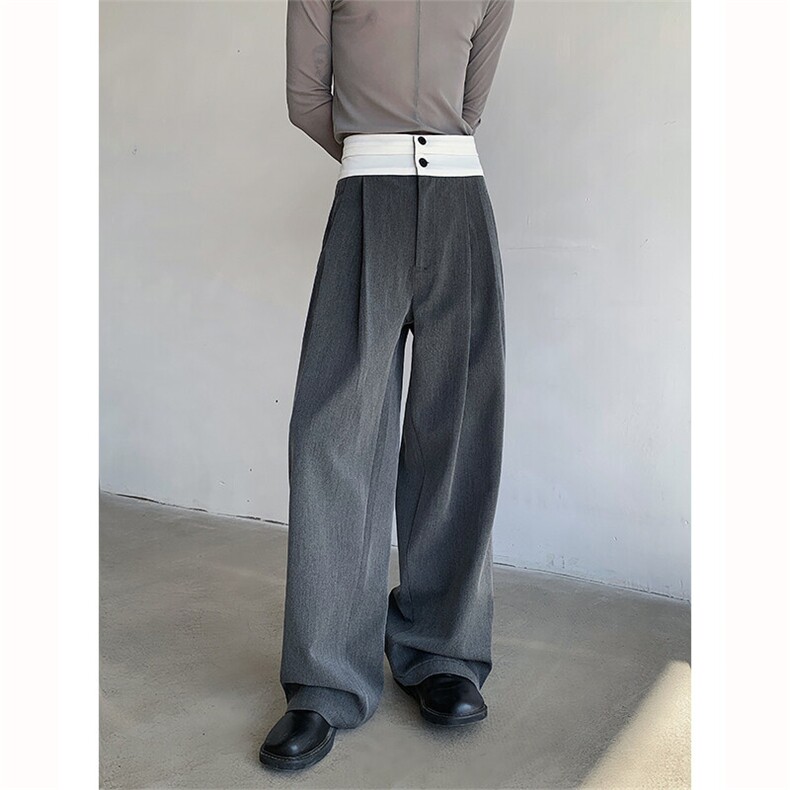 25春夏男士设计感高腰拼接质感西裤KZ42-P88,男装西裤,电商B288