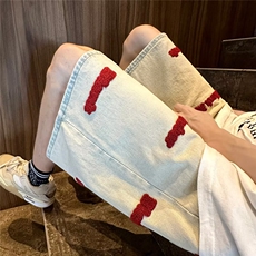 刺绣牛仔短裤男款夏季美式高街水洗五分裤X100P38，男装牛仔裤，星座1116-2