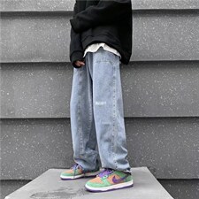 韩版潮流牛仔裤水洗ins复古字母印花N265P40图片