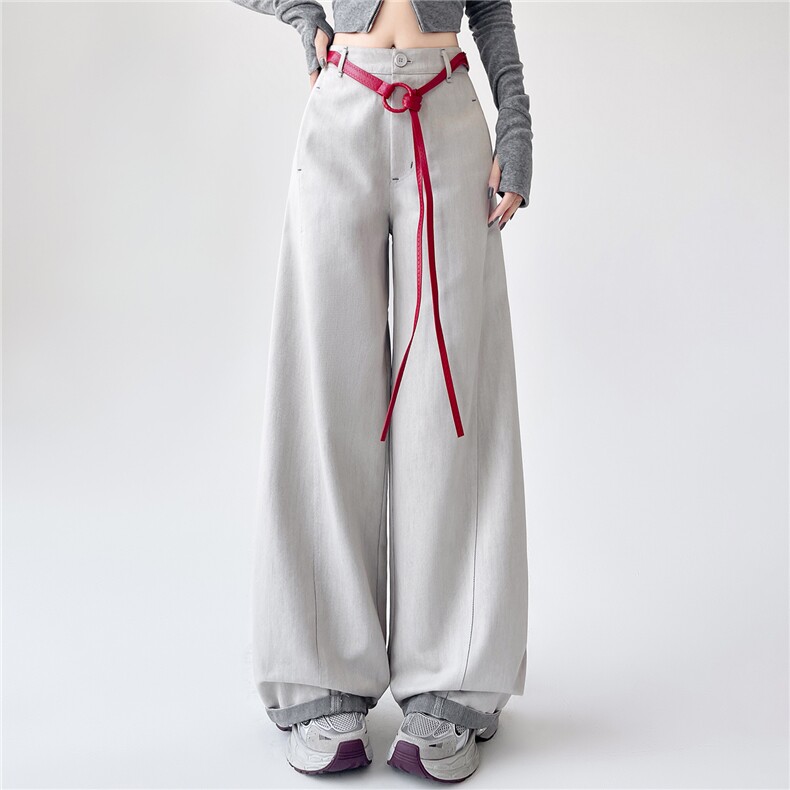 2025秋装新款高腰显瘦休闲阔腿裤，女装休闲裤，深水步