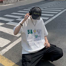 2023夏季新款短袖美式高街暗黑T恤A061-JM1420-P35控48，男装T恤，电商A061