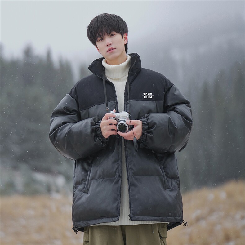 新疆山系宽松休闲字母印花立领PU皮棉服A247-MY84007特批95控158,男装棉衣,电商A247