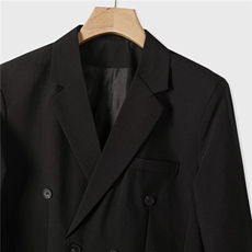 24新款时尚西服上衣休闲经典黑色短款小西装外套310B-1-TK75P65，男装西服套装，星座310B-1