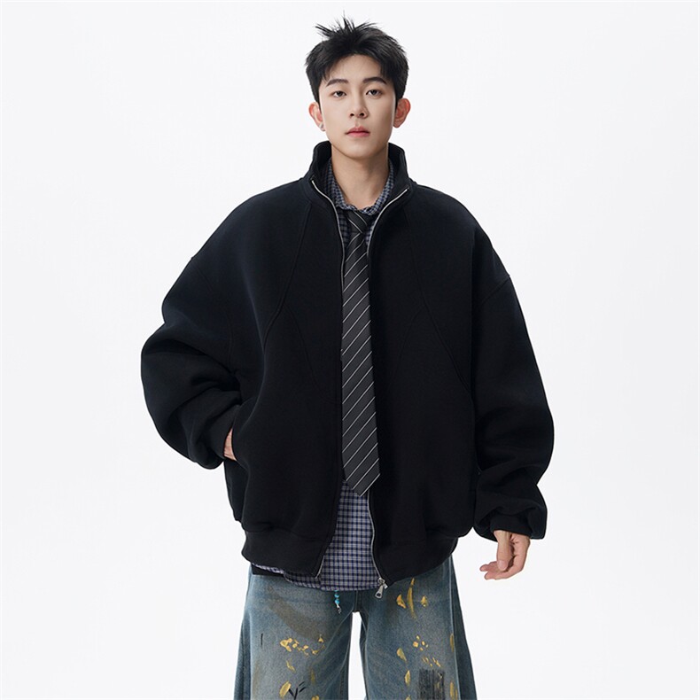 重磅420克空气层立领卫衣男开衫外套W066特P5598，女装短外套，电商A073