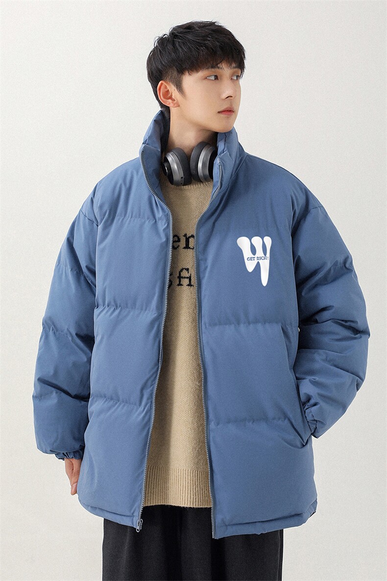 日系立领棉衣字母印花保暖棉服男新外套女新MY62048P95控118,男装棉衣,电商A268-1