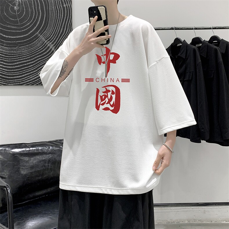 Q11198-P30 春夏季七分袖t恤男大码五分袖男短袖中袖 大皂风图片