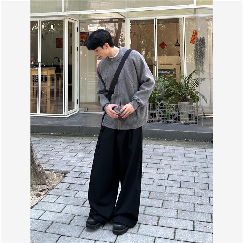 网图M03-特P55秋冬美式复古慵懒拉链开衫毛衣男外套百搭针织衫,男装针织衫/毛衣,电商D310B