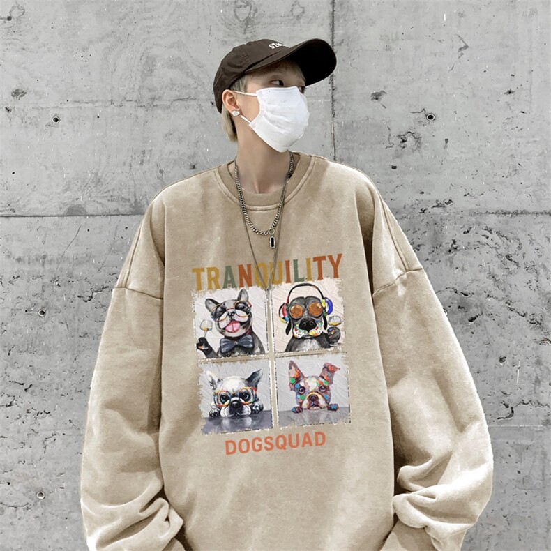 美式潮牌重磅水洗做旧连帽卫衣力推大码男XZ517A-2-Y7755-P58,男装卫衣,星座517A-2