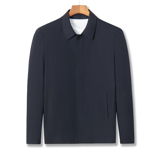 男士2023年春季新款休闲风衣中青年纯色简约翻领外套JHL988-P140，男装风衣，电商B212（原钱塘6029）