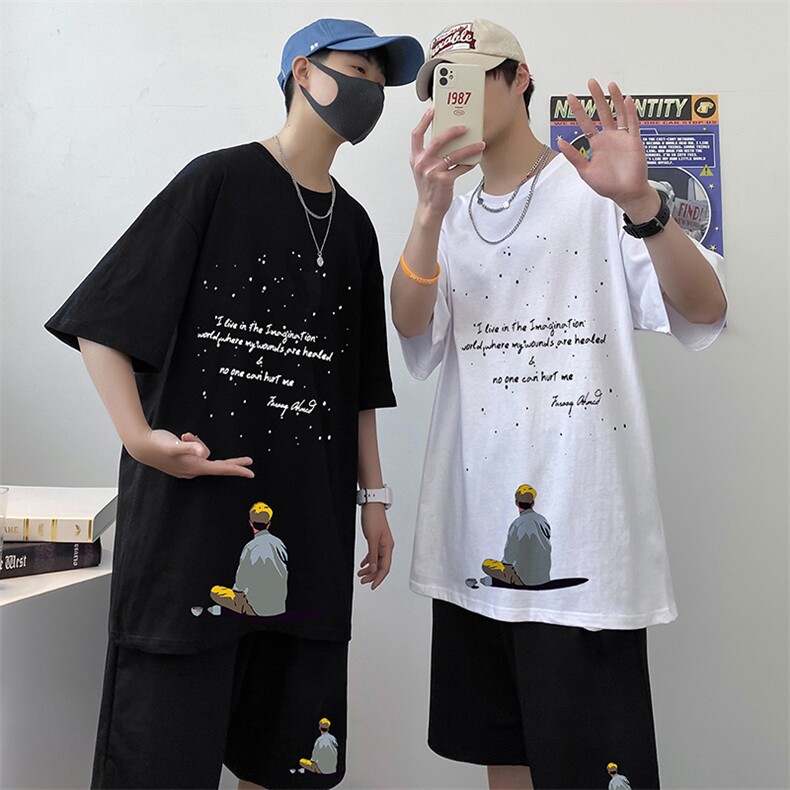 夏季短袖休闲潮牌潮流2023新款运动套装男潮搭配A161-2-TZ07-P50,男装休闲套装,电商A161-2
