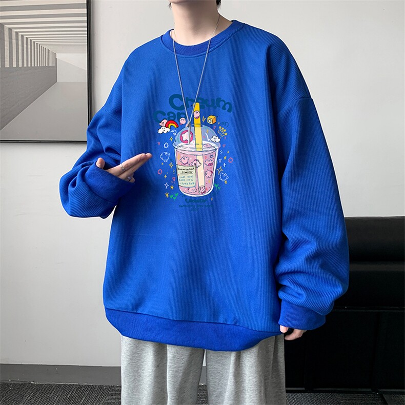 华夫格卫衣圆领卫衣男大码长袖t恤男外套HW76332-P30,男装卫衣,电商A040