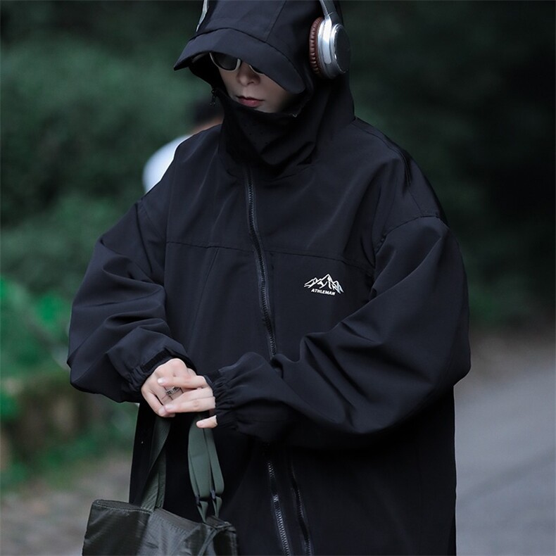 夹克男韩版潮流高街帅连帽防水2024秋冬新款ins宽松外套W5693-P65,男装夹克,星座412-3
