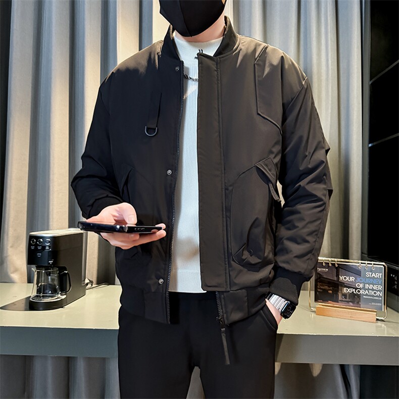 美式棒球领飞行夹克高街加绒加厚大码外套棉衣JK2408加绒P88,男装夹克,星座301B-1