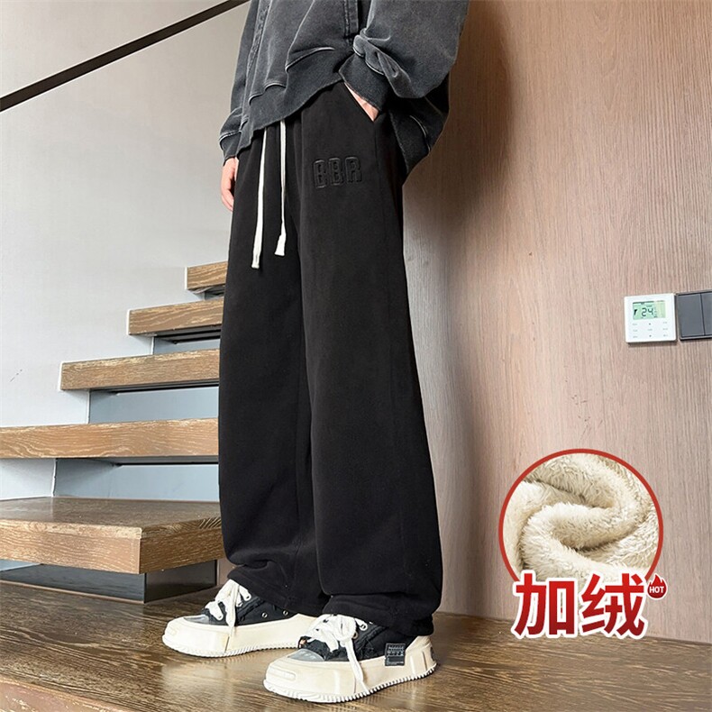 217-2-NK557-P45冬季新款羊羔绒加绒加厚直筒休闲裤男大码卫裤,男装休闲裤,星座217-2