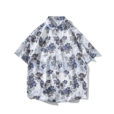 精品花衬衫大码男短袖夏季痞帅休闲上衣服外套翻领衬衣A012/P35，男装衬衫，电商A012