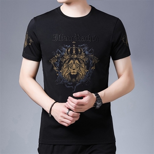 夏季薄款男士圆领短袖t恤时尚休闲2023新款打底衫修身上衣服体恤图片