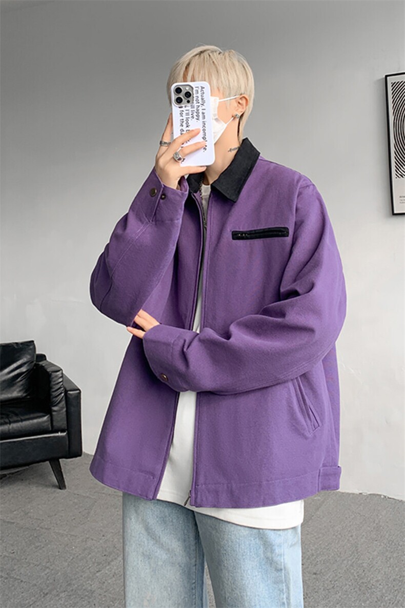 8XL-M春季水洗帆布短款夹克男生vintage美式复古工装外套JK003P98,男装夹克,电商B312