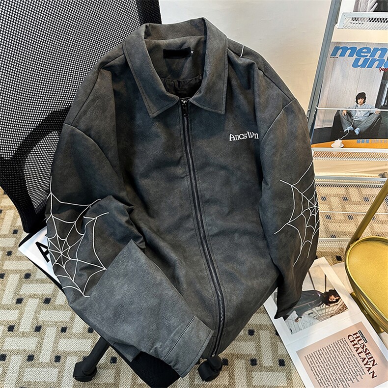 美式潮牌牛仔长袖衬衫男春秋季宽松百搭外套JK08549-P75,男装夹克,星座308B-1