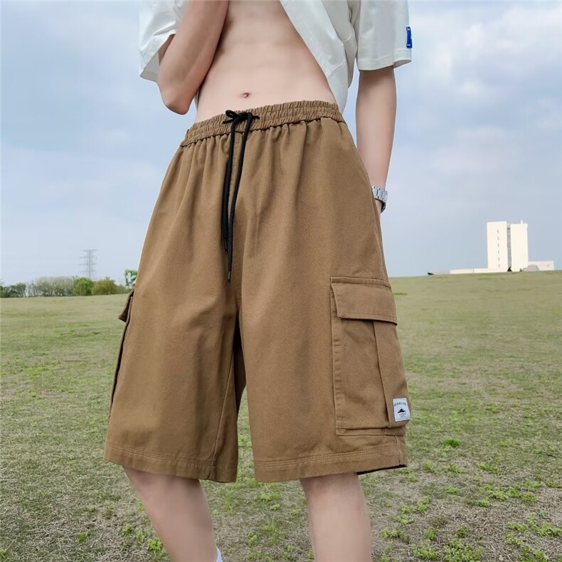 休闲ins短裤夏季宽松工装运动百搭韩版潮流ins潮牌阔腿五分裤P35图片