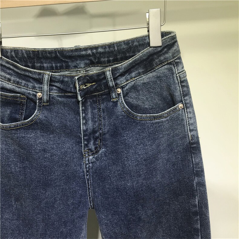 秋季新品深蓝色弹力做旧修身小脚牛仔裤男铅笔裤6032-P85长期款,男装牛仔裤,电商B230