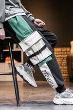 2019冬季新日系男拼接工装束脚加绒加厚长裤休闲裤K2871-P75，男装休闲裤，电商A001