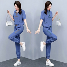 炸街天丝牛仔套装女夏2025新款休闲时尚网红减龄薄款束脚裤两件套，女装套装/套裙，依路服饰