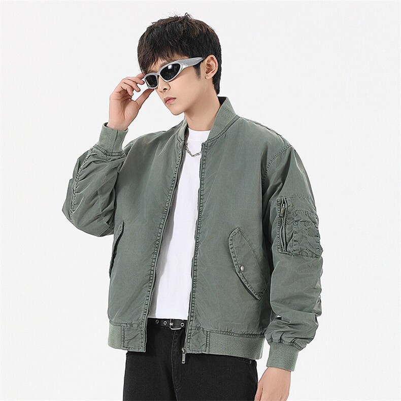 美式复古做旧开拉链衫外套宽松棒球服夹克A436-0627-P115158,男装夹克,电商A436