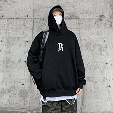 ！23宽松重磅加绒350克暗黑风R排扣连帽卫衣LW9073-p78，男装卫衣，星座508（原C305）