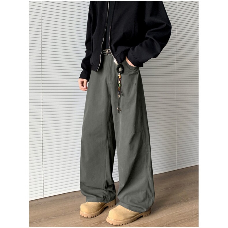 美式高街弯刀西裤男男春秋季高级感慵懒显瘦百搭阔腿裤K0224-P45，男装西裤，星座308B-2