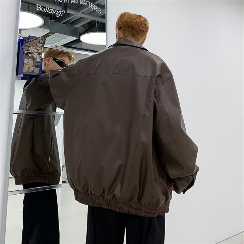2026新款皮衣男春秋季翻领休闲外套美式复古男生潮流帅气pu,男装皮衣,星座218-1（原230）