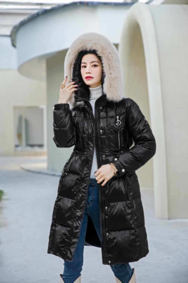 冬季新款抽绳狐狸毛羽绒服,女装羽绒服,梦依雪歌