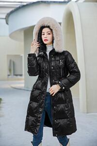 冬季新款抽绳狐狸毛羽绒服图片