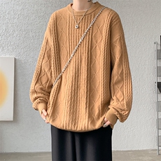 8XL-M圆领毛衣男秋冬季宽松慵懒套头麻花针织衫毛线衣MY19005P68，男装针织衫/毛衣，电商B312