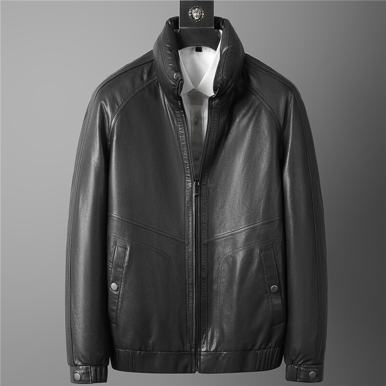 冬季新款男士真皮羽绒外套绵羊皮鹅绒立领夹克商务通勤男装百搭，男装皮衣，电商B360A（原721A）