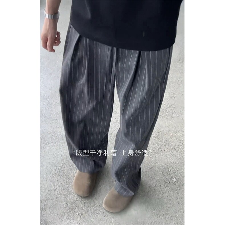 现货老钱风山本垂感条纹西裤610A-1-LY391-P43,男装西裤,星座610A-1