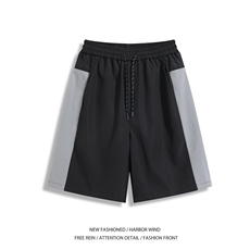 抖音品质夏季新款速干拼接撞色宽松短裤B315-K25504-特p25控48，男装休闲裤，电商B315