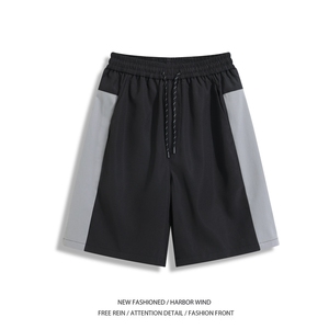 抖音品质夏季新款速干拼接撞色宽松短裤B315-K25504-特p25控48图片