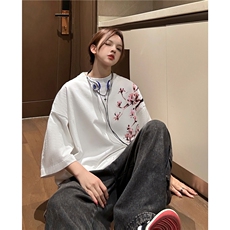 抖音品质直播得物风新中式印花短袖T恤dcm296-特批20控38，男装T恤，星座605(原A050)