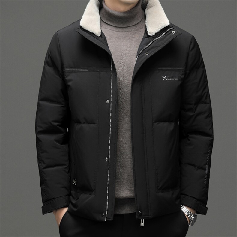 2023冬季新款男士可脱卸毛领厚款保暖外套中年男装商务休闲羽绒服,男装羽绒服,电商B212（原钱塘6029）