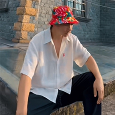 DC02男士短袖棉麻亚麻衬衫透气舒适面料凉爽透气衬衣慵懒风学院风，男装T恤，星座115A-2