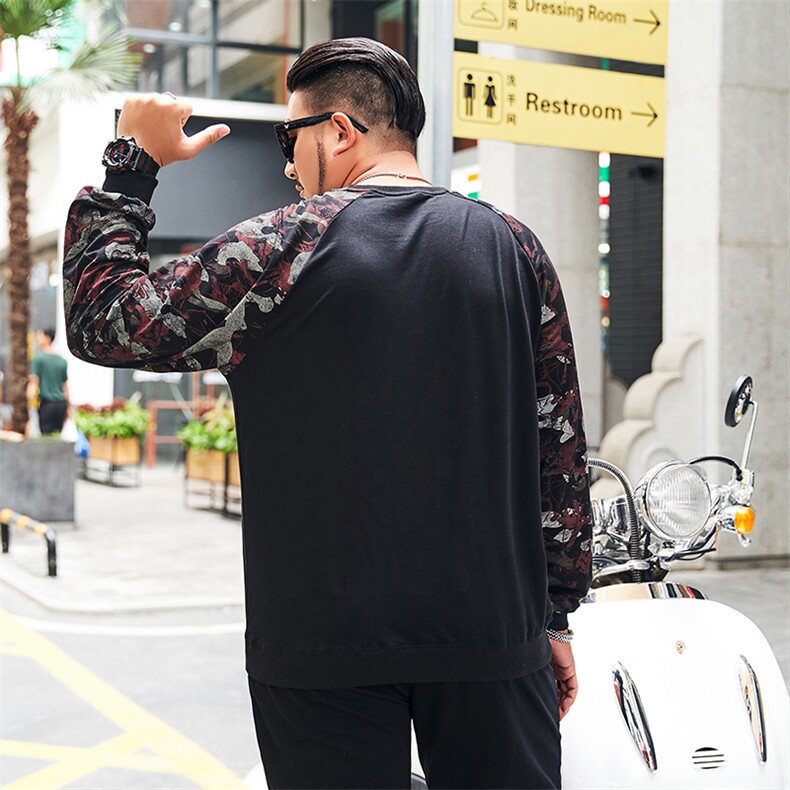 L-9XL秋装新款套头男士卫衣拼接潮款宽松打底裤加肥加大码958,男装卫衣,星座802