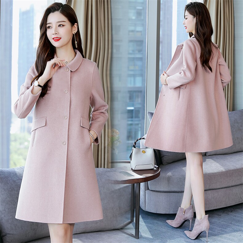 现货新款双面羊绒大衣显瘦韩版毛呢外套，女装毛呢外套，美吧服饰