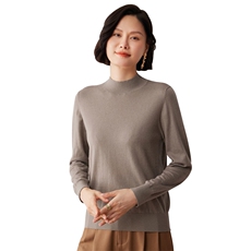 秋冬新款洋气时尚百搭显瘦女款半高领35%山羊绒衫，女装羊绒衫，艾巧羊绒