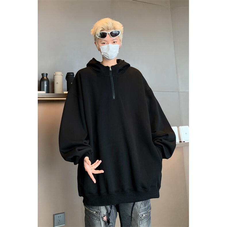得物二开卫衣重磅华棉光板连帽卫衣B386-DB57-批48,男装卫衣,电商B386
