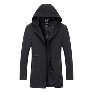 男士中长款连帽风衣秋季新款商务休闲时尚外套中年爸爸装上衣服图片