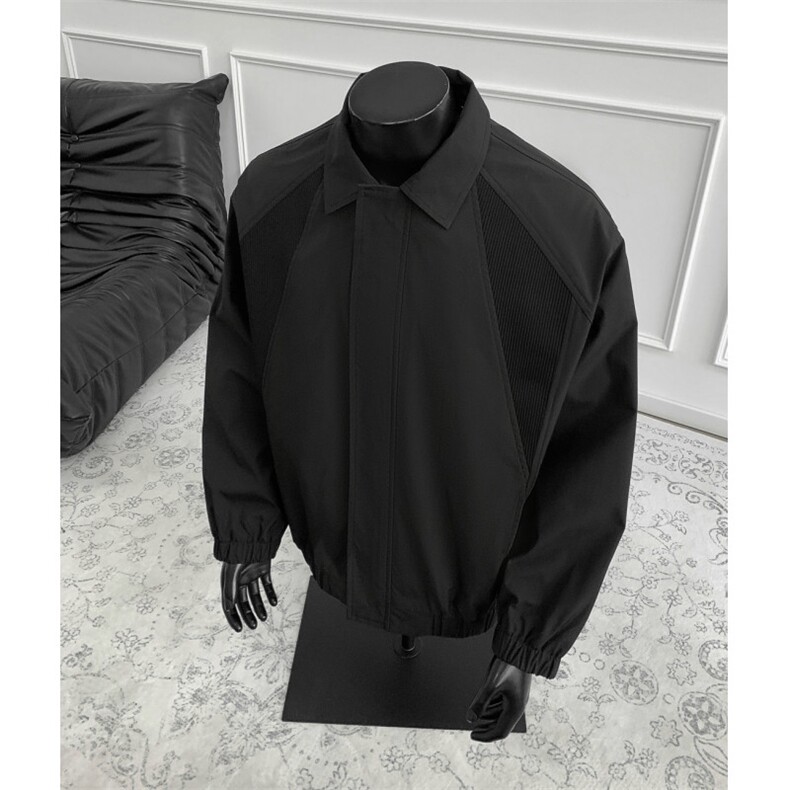 美式撞色罗纹翻领夹克cleanfit哈灵顿设计潮牌外套504-W624-特P60,男装夹克,星座504