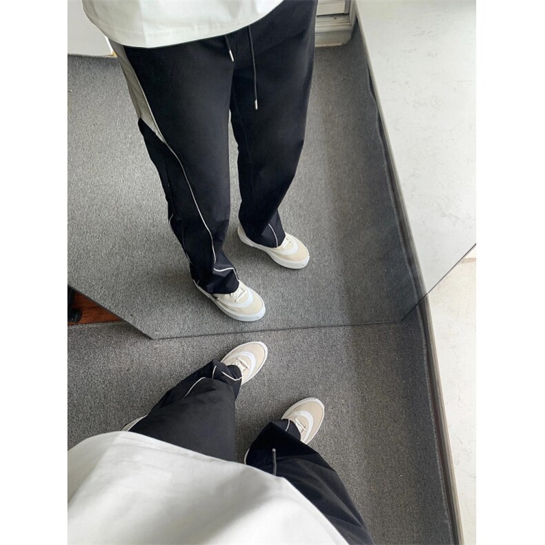 抽绳休闲裤cleanfit设计感小众宽松炸街直筒阔腿裤 K108图片