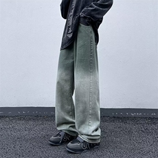 美式高街复古水洗牛仔裤渐染潮流垂感时尚长裤K3092p48，男装牛仔裤，星座1013