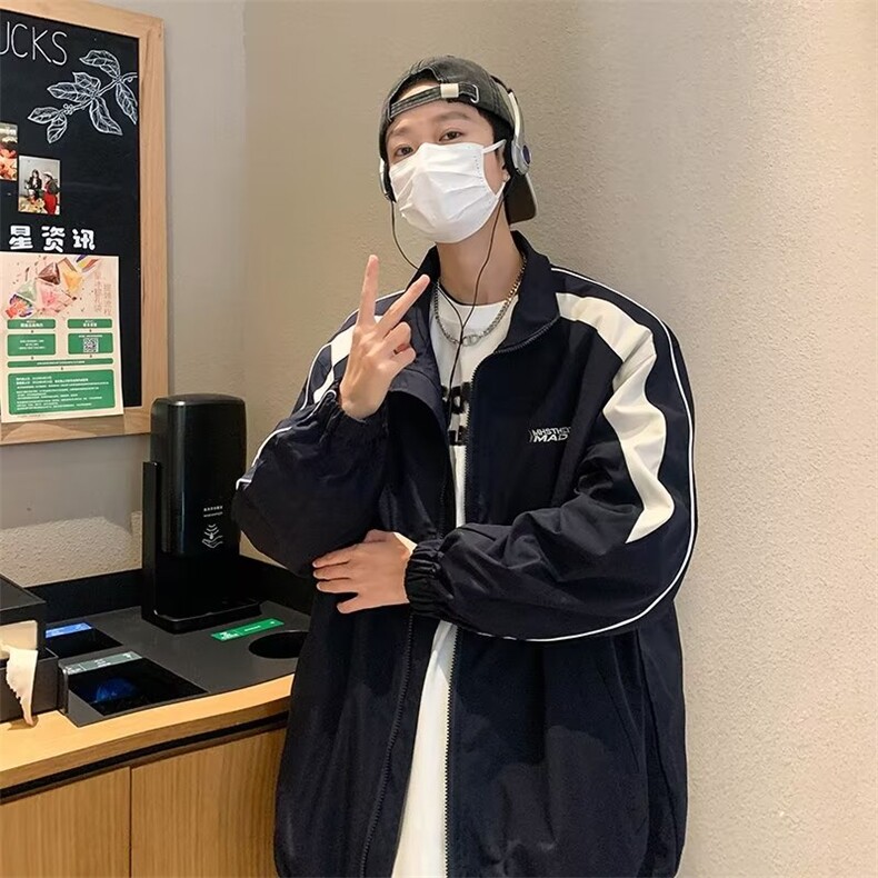 日系工装牛仔外套男春秋季复古高街翻领夹克ins潮牌宽松痞帅衣服,男装夹克,星座716-3