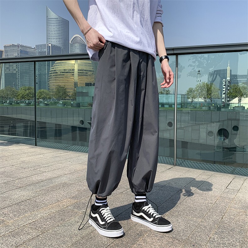 夏季薄款男裤抽绳休闲裤阔腿哈伦宽松运动灯笼九分裤h031,男装休闲裤,星座1013-1